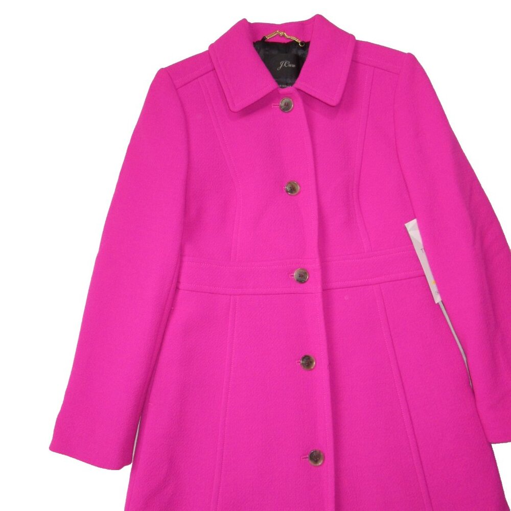 NWT J.Crew Classic Lady Day Coat in Vibrant Fuchsia Italian Doublecloth Wool 6P - Picture 3 of 6